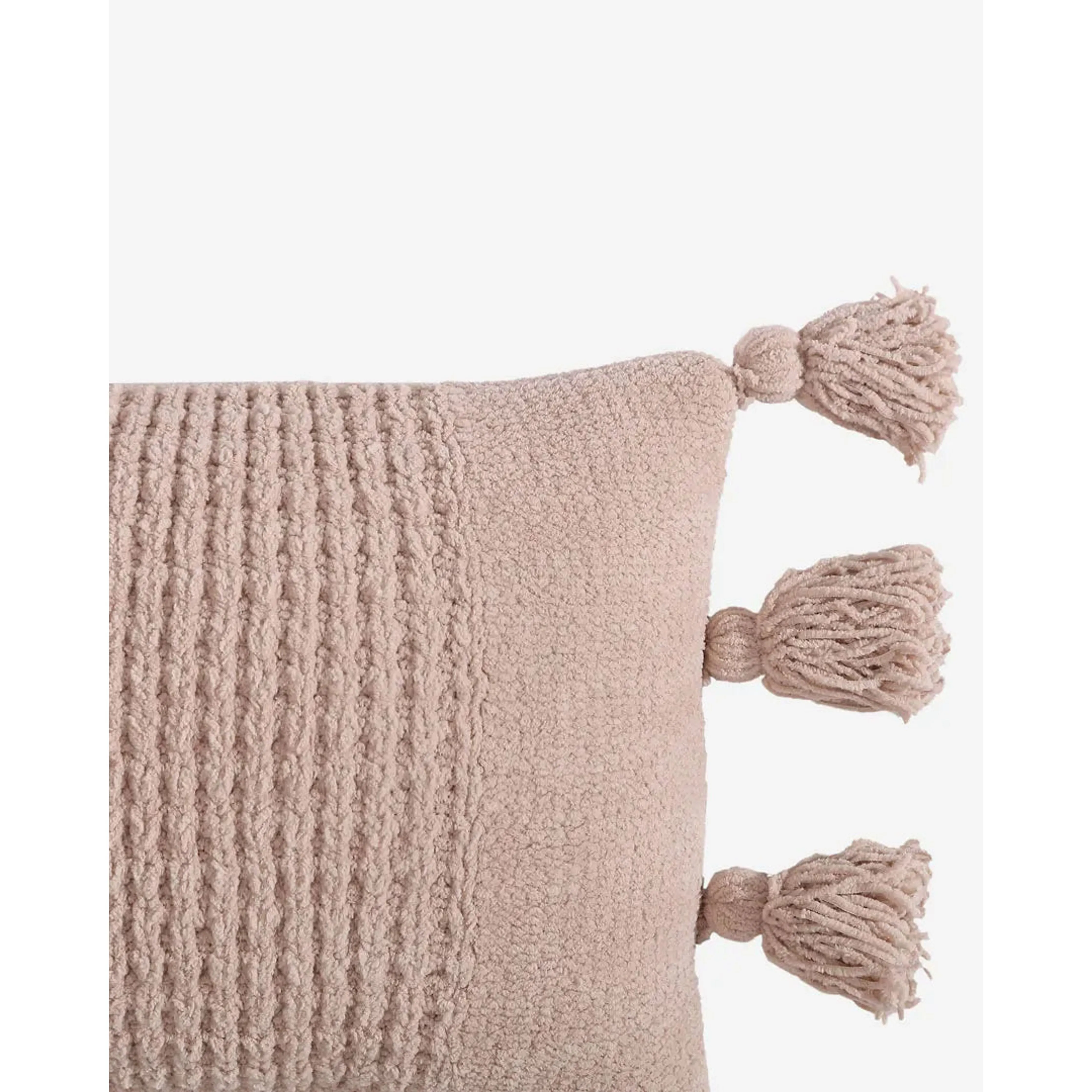 Sunday Citizen Rusty Rose Braided Pom Pom Lumbar Pillow 36 x 14