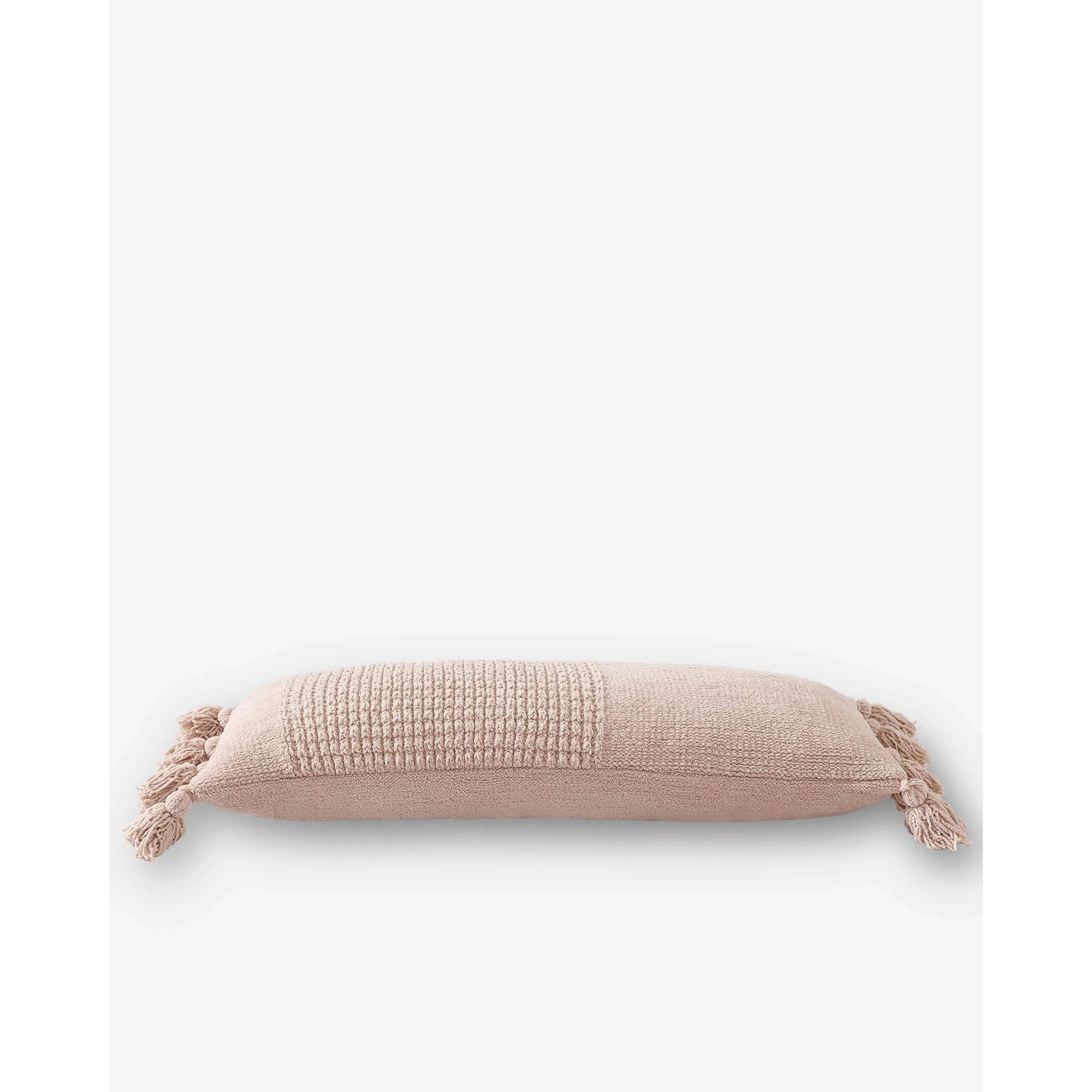 Sunday Citizen Rusty Rose Braided Pom Pom Lumbar Pillow 36 x 14
