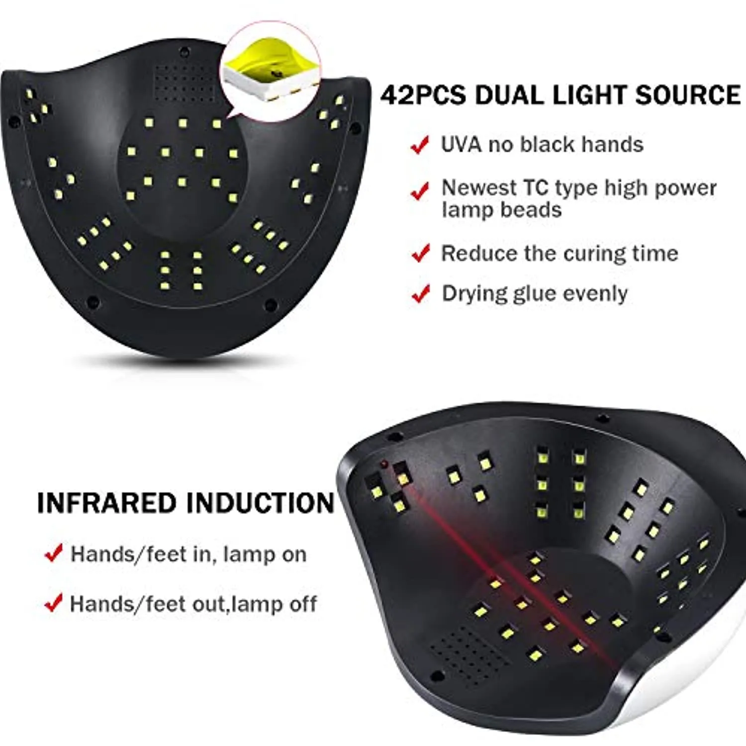 Sunrich UV Gel Nail Lamp 120W LED Nail Light Fast Nail Dryer for Gel Polish Curing with 4 Timers Portable Handle Large Space Automatic Sensor (White)