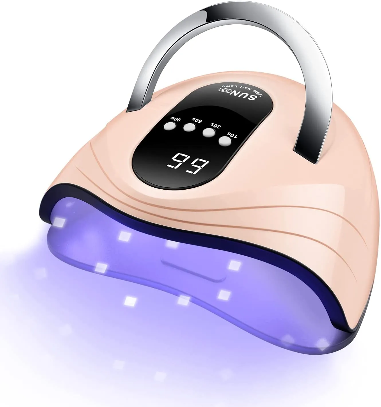 Sunrich UV Gel Nail Lamp 120W LED Nail Light Fast Nail Dryer for Gel Polish Curing with 4 Timers Portable Handle Large Space Automatic Sensor (White)
