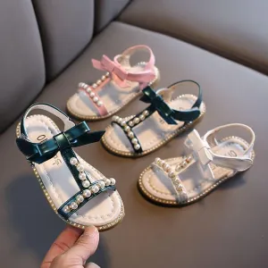 Sweet Princess Style Girls' Sandals Pearl Bow Pure Princess Aura The Perfect Blend of Comfort and Beauty