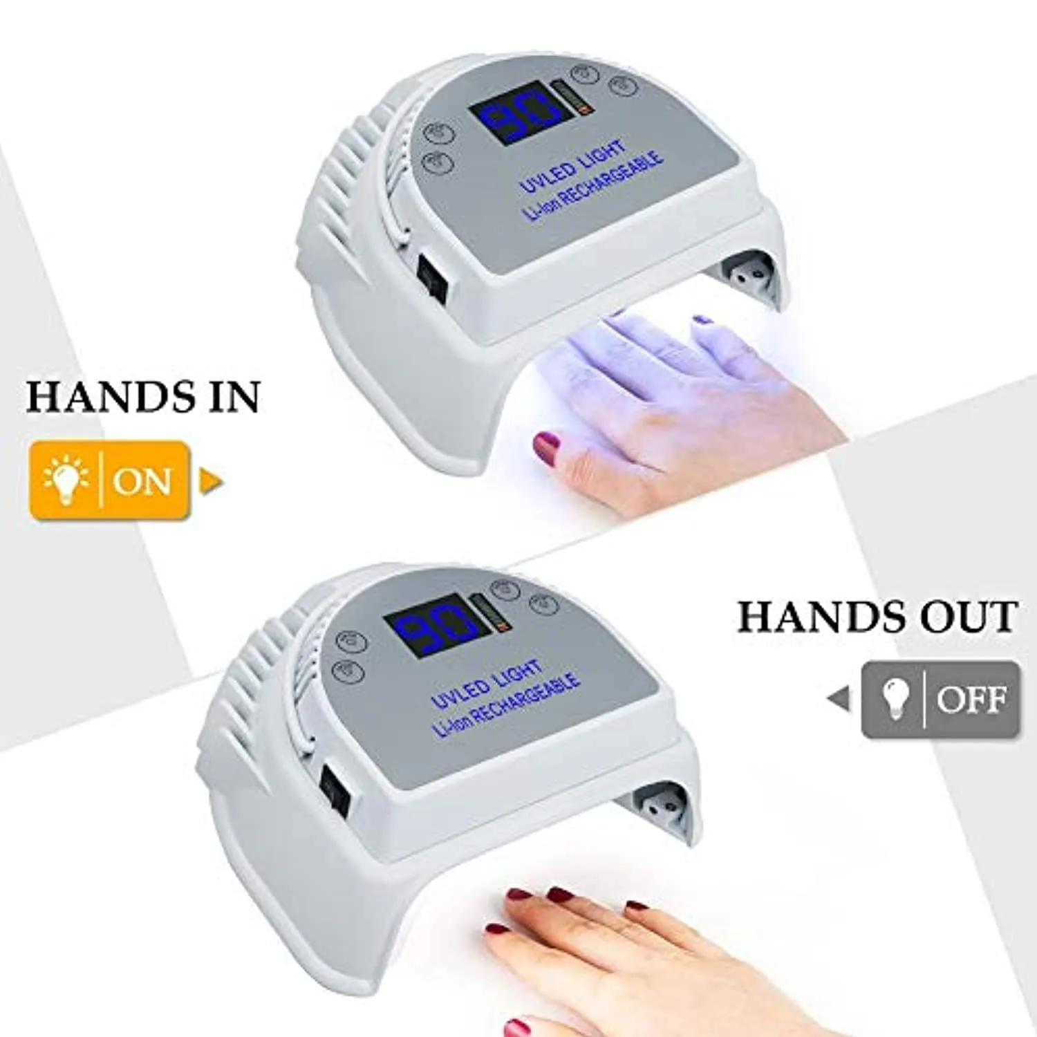 TAKOYI LED Nail Lamp 64W Gel Light Nail Dryer Cordless Gel Light 4 Timer Setting Cordless UV Led Nail Light Curing Nail Dryer for Gel Nails with Lifting Handle Touch Sensor LCD Screen (White)