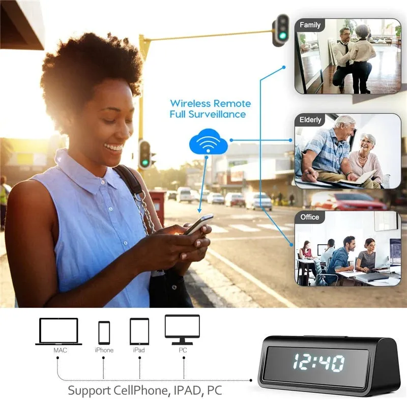 [Tuya Series] 4K Mini Desktop Clock Security Camera with Invisible Lens, Motion Detection & Night Vision