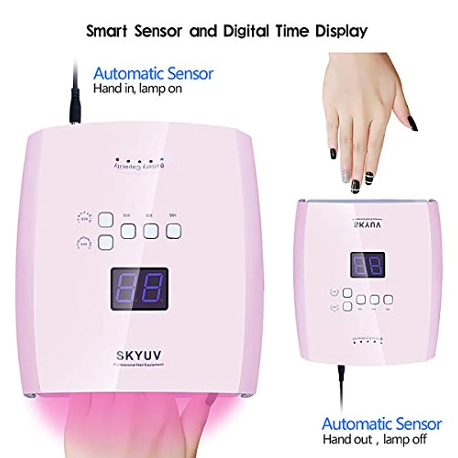 Upgraded SKYUV 48W Rechargeable Pro LED Gel Nail UV Light Wireless UV LED Nail Lamp Cordless Led Light Nail Dryer Curing Lamp for Nails