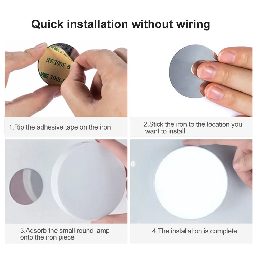 USB Rechargeable Wall Lamp 6 LEDs Wireless PIR Motion Sensor Night Light