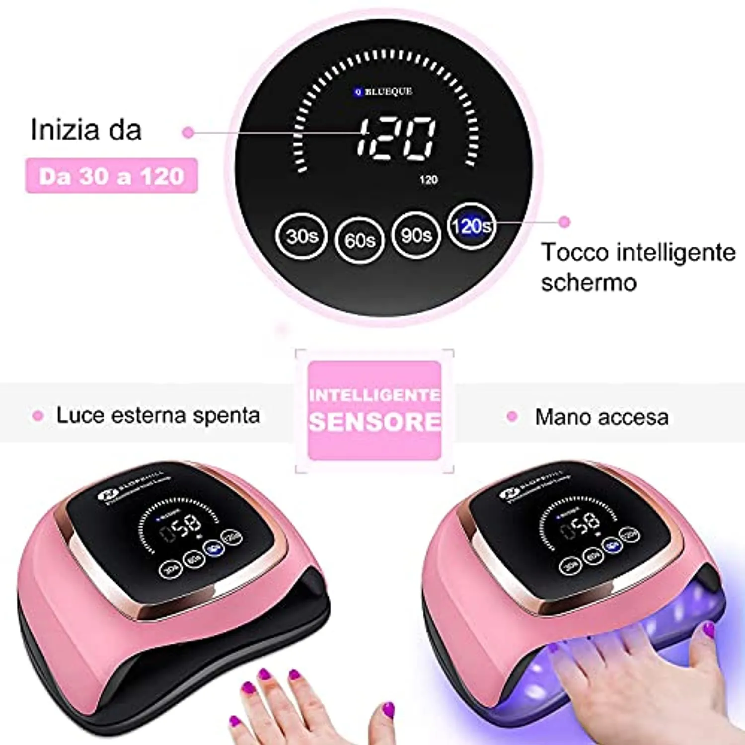 UV LED Nail Lamp 168W,Slopehill Nail Dryer Gel Polish Light, Nail Polish Curing Gel LED Dryer, UV Nail Light with 4 Timer Setting,Nail Art Tools with Automatic Sensor for Fingernail & Toenail
