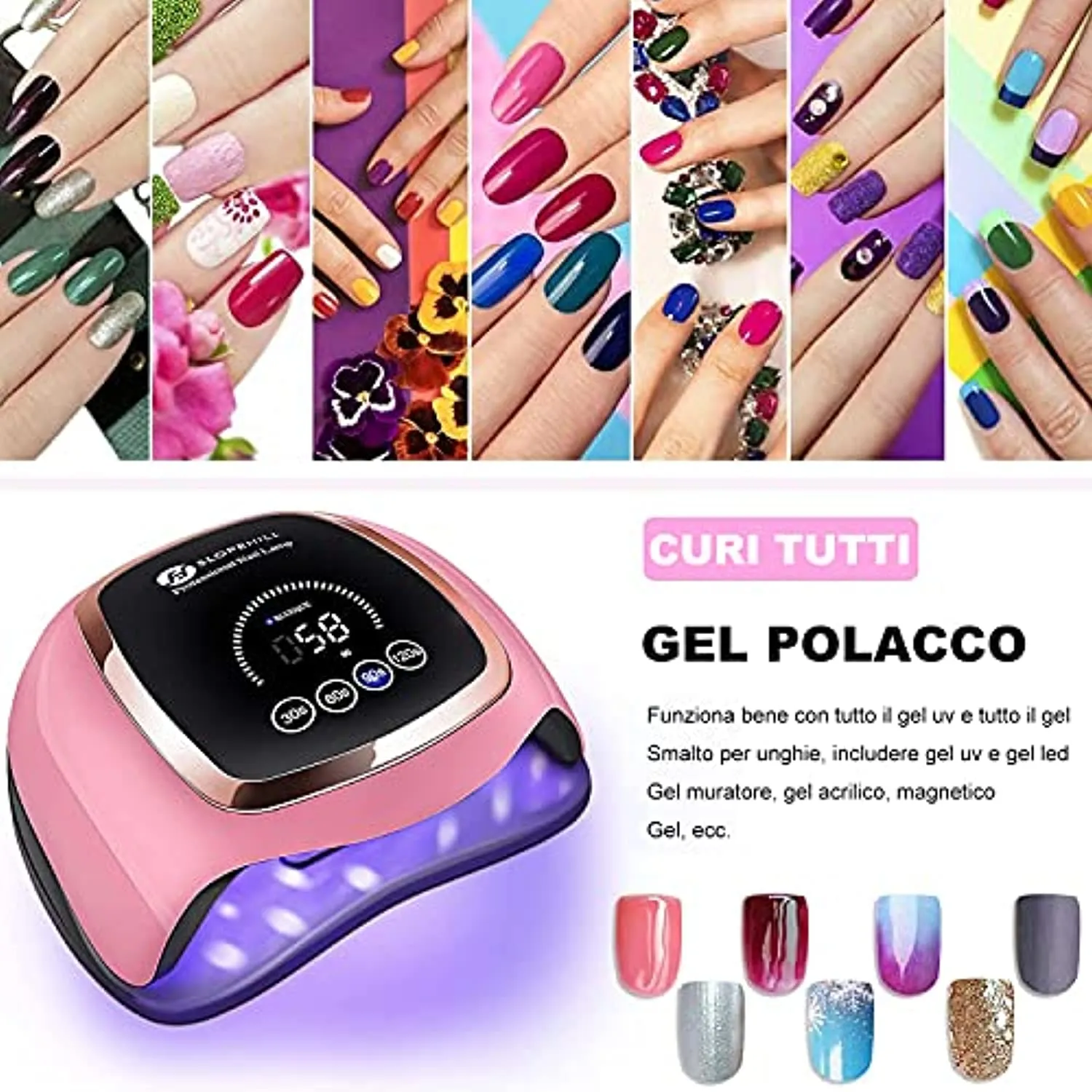 UV LED Nail Lamp 168W,Slopehill Nail Dryer Gel Polish Light, Nail Polish Curing Gel LED Dryer, UV Nail Light with 4 Timer Setting,Nail Art Tools with Automatic Sensor for Fingernail & Toenail