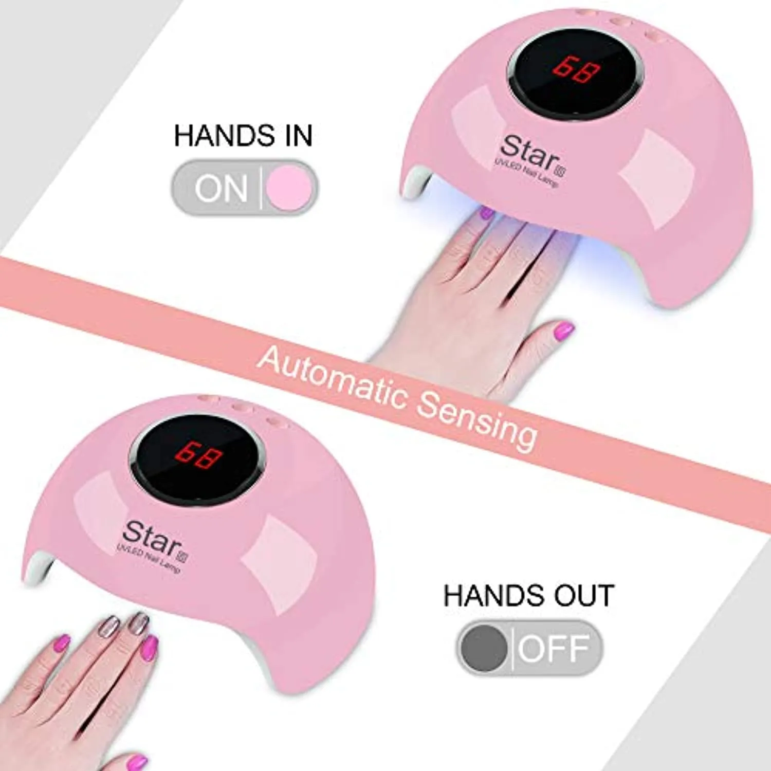 UV LED Nail Lamp,24W Gel Nail Lamp with 3 Timer Setting,Golspark Nail Dryer Professional Nail Art Tools with Automatic Sensor, LCD Display USB Nail Lamp for Fingernail and Toenail Curing(Pink)