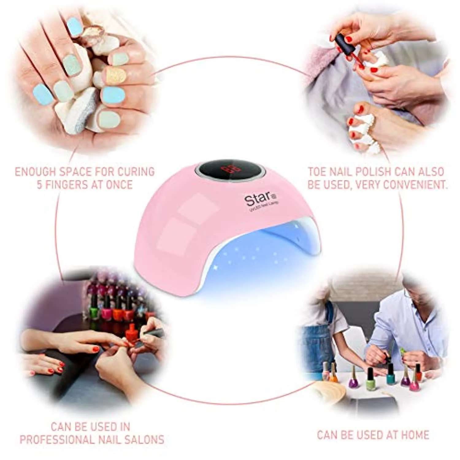 UV LED Nail Lamp,24W Gel Nail Lamp with 3 Timer Setting,Golspark Nail Dryer Professional Nail Art Tools with Automatic Sensor, LCD Display USB Nail Lamp for Fingernail and Toenail Curing(Pink)