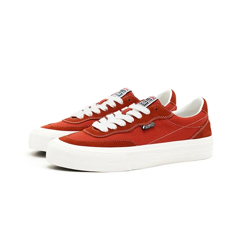 Vision Flat Top Red Grapefruit Color Low Ankle Suede Canvas Shoes Men and Women Street Sports Skateboard Shoes