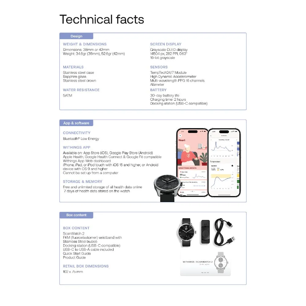 Withings HWA10, All-Int ScanWatch 2 Black 42mm