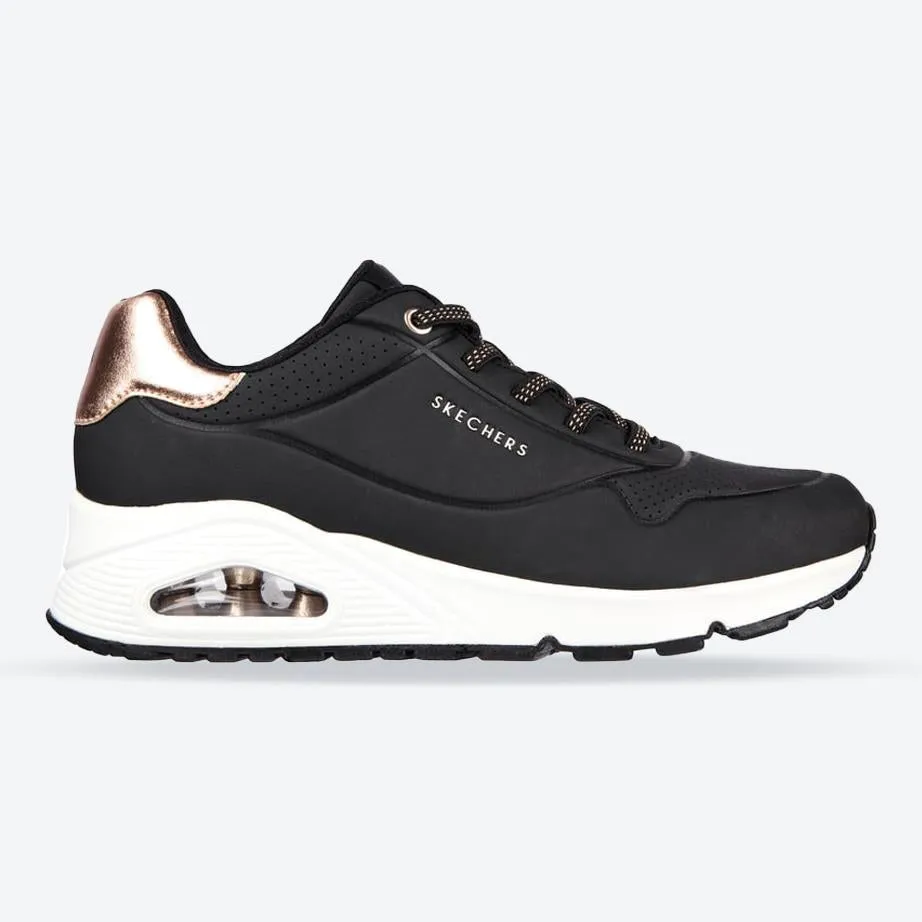 Women's Wide Fit Skechers Uno 155196 Shimmer Away Sneakers