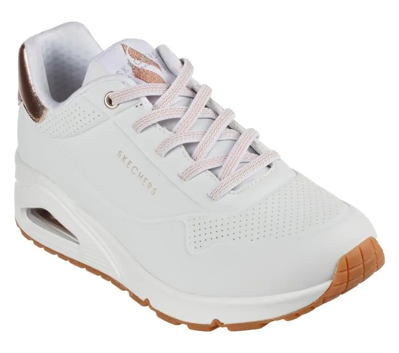 Women's Wide Fit Skechers Uno 155196 Shimmer Away Sneakers