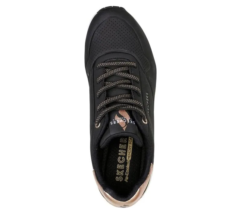 Women's Wide Fit Skechers Uno 155196 Shimmer Away Sneakers