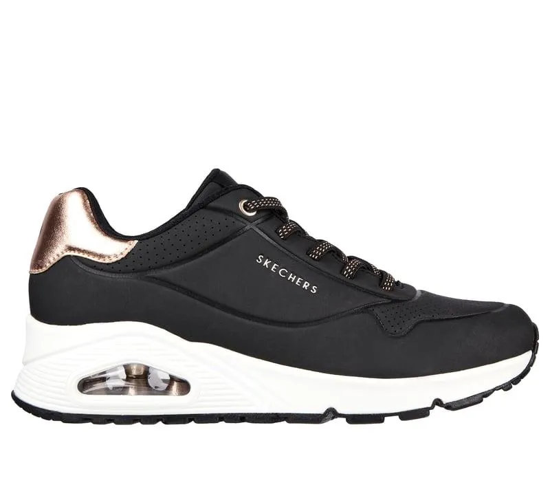 Women's Wide Fit Skechers Uno 155196 Shimmer Away Sneakers