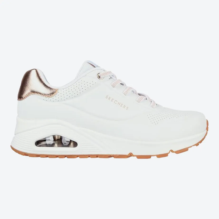 Women's Wide Fit Skechers Uno 155196 Shimmer Away Sneakers