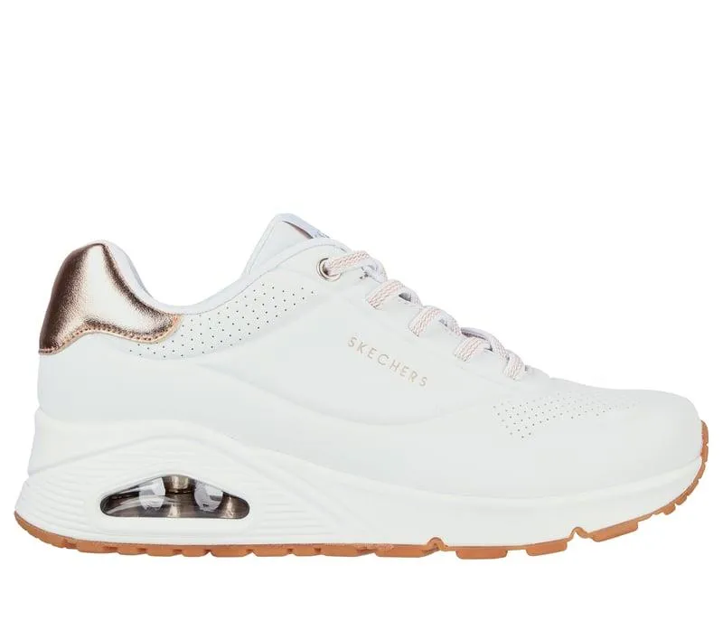 Women's Wide Fit Skechers Uno 155196 Shimmer Away Sneakers